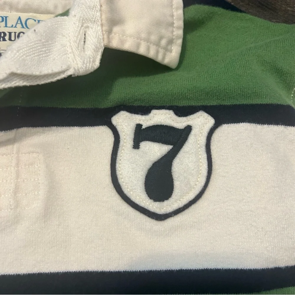 Vintage Boys Children’s Place Rugby Long Sleeve Green White Navy Size 7/8 M